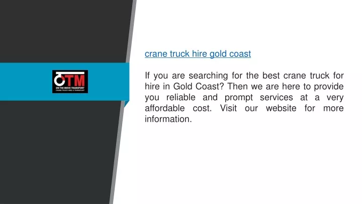 crane truck hire gold coast if you are searching