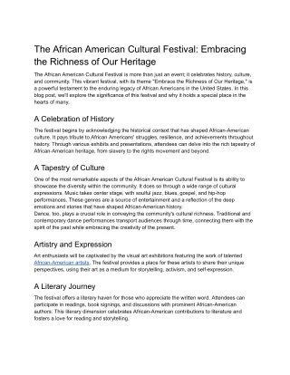 The African American Cultural Festival_ Embracing the Richness of Our Heritage