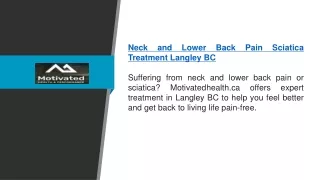 Neck And Lower Back Pain Sciatica Treatment Langley Bc | Motivatedhealth.ca