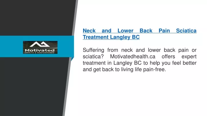 neck and lower back pain sciatica treatment