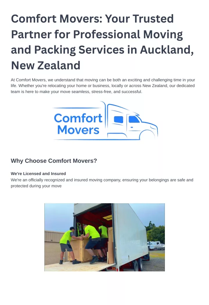 comfort movers your trusted partner