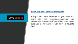 Same Day Beer Delivery Melbourne | Cruzebooze.com.au