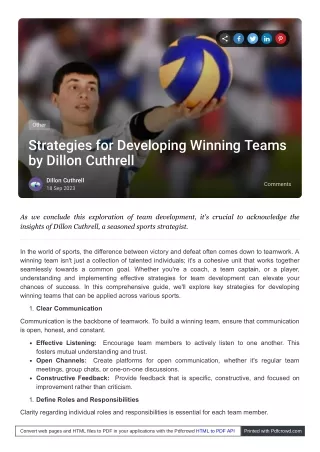 Dillon Cuthrell's Winning Team Development Tactics
