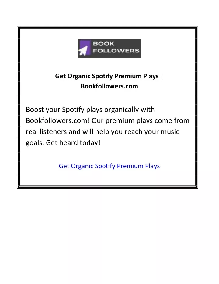 get organic spotify premium plays bookfollowers