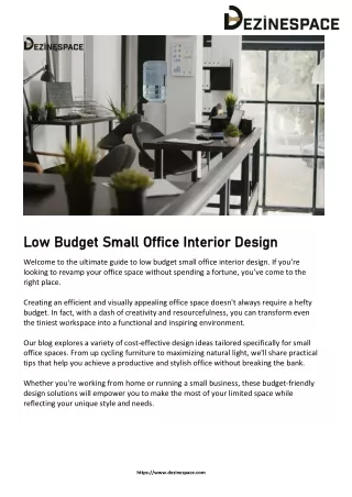 Design Ideas for Low Budget Small Office Spaces