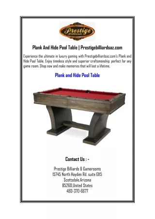 plankandhide pooltable prestigebilliardsaz com