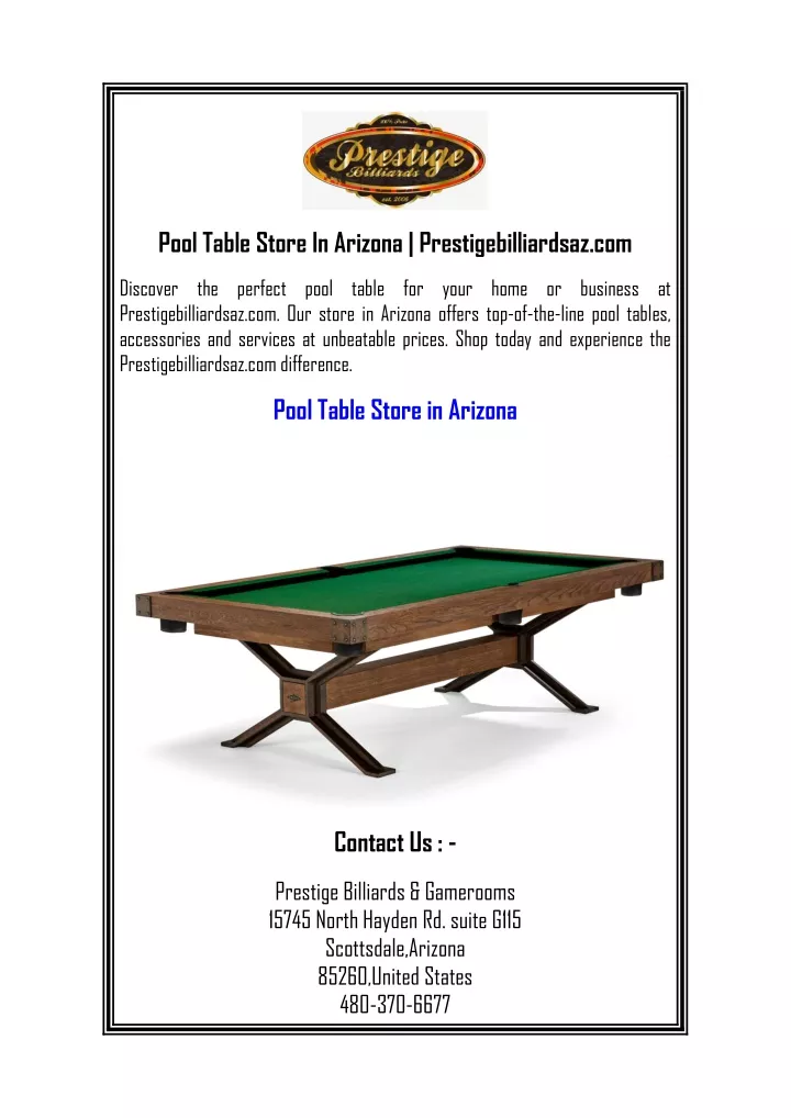 pooltable storein arizona prestigebilliardsaz com