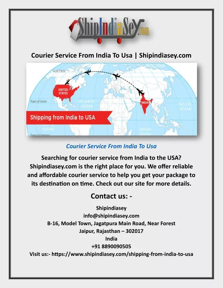 courier service from india to usa shipindiasey com