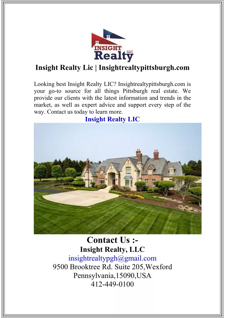 insight realty lic insightrealtypittsburgh com