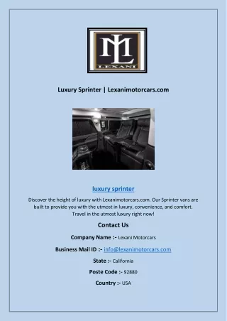 luxury sprinter lexanimotorcars com