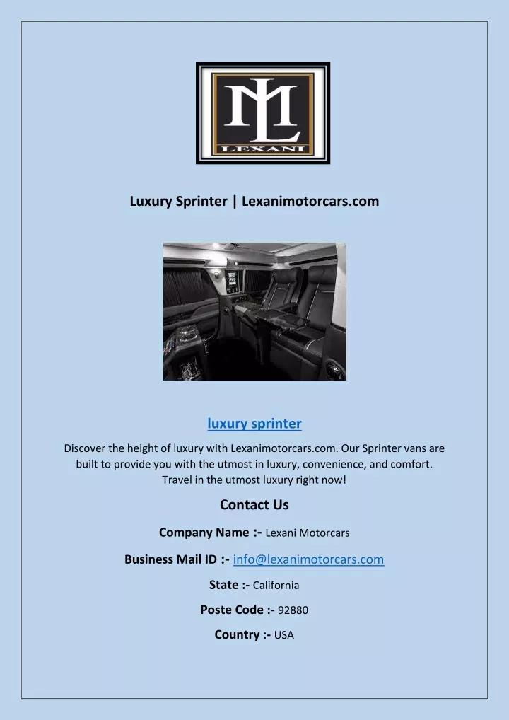 luxury sprinter lexanimotorcars com