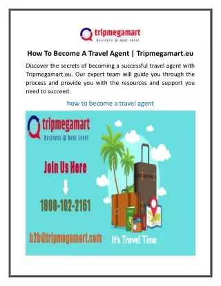 How To Become A Travel Agent Tripmegamart.eu