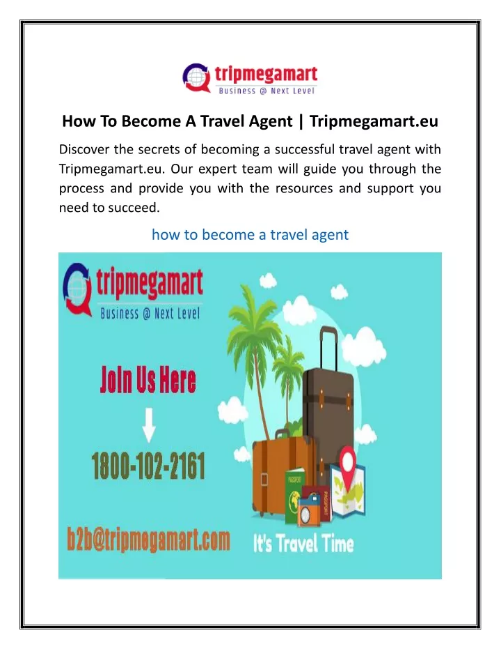 how to become a travel agent tripmegamart eu