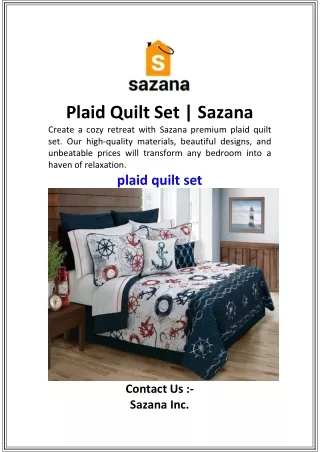 Plaid Quilt Set   Sazana