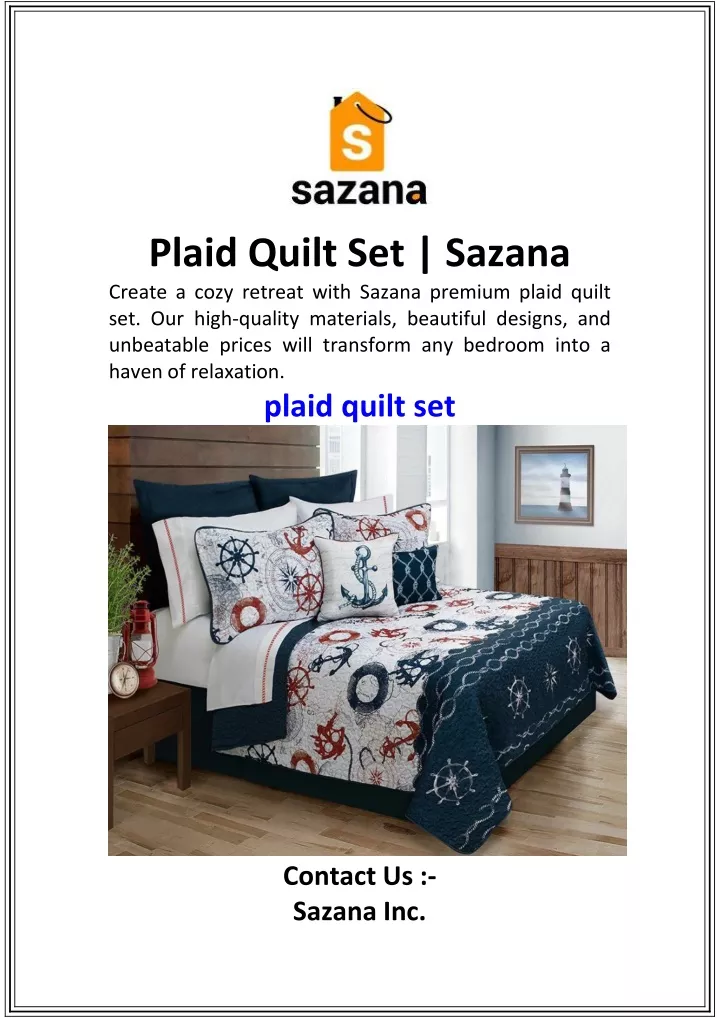 plaid quilt set sazana create a cozy retreat with