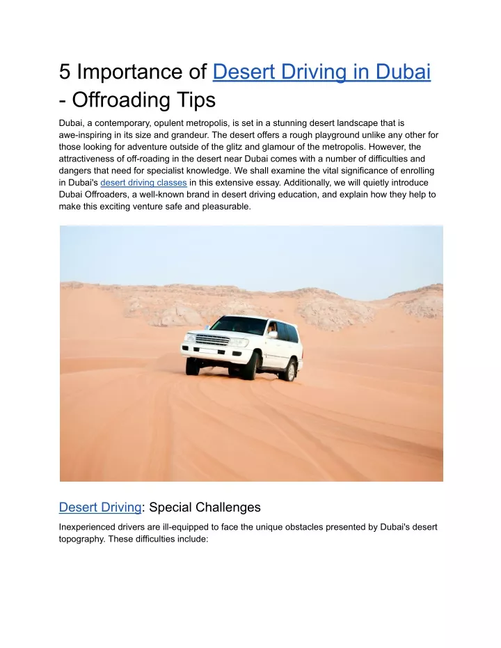 5 importance of desert driving in dubai