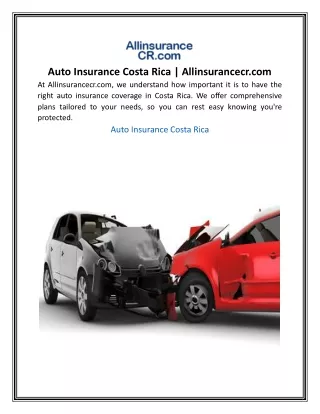 Auto Insurance Costa Rica | Allinsurancecr.com