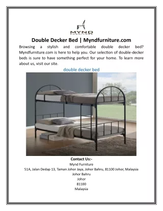 Double Decker Bed | Myndfurniture.com