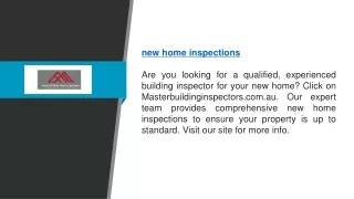 New Home Inspections | Masterbuildinginspectors.com.au