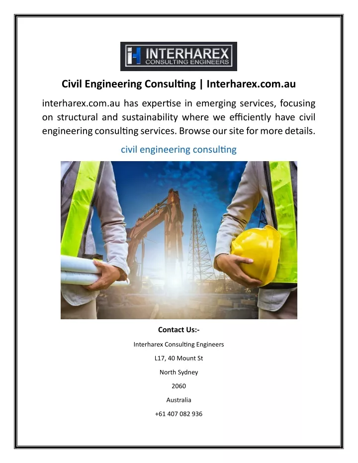 civil engineering consulting interharex com au