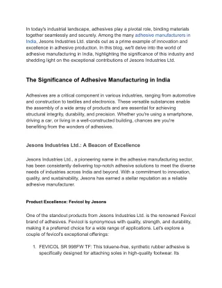 The Adhesive Revolution_ Exploring India's Leading Manufacturers