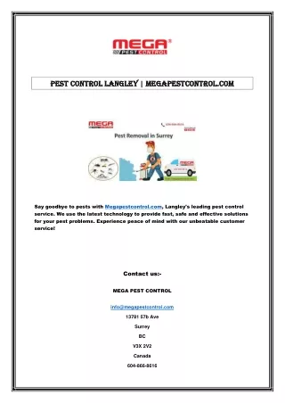 Pest Control Langley | Megapestcontrol.com