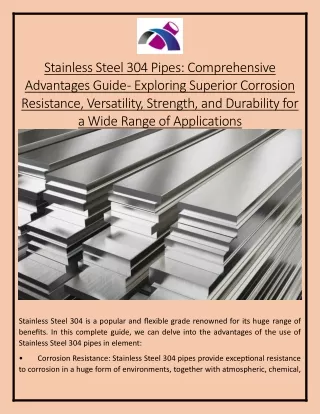 Stainless Steel 304 Pipes Comprehensive Advantages Guide Exploring Superior Corrosion Resistance Versatility Strength an