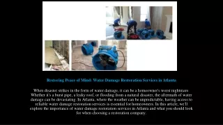 Restoring Peace of Mind: Water Damage Restoration Services in Atlanta