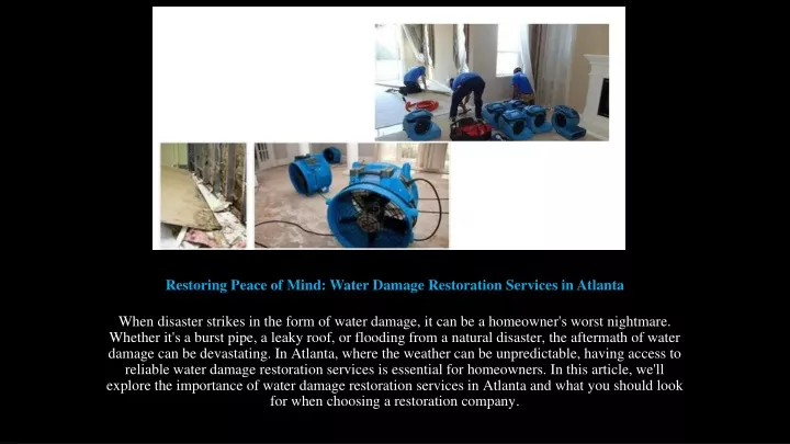 restoring peace of mind water damage restoration services in atlanta