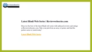 Latest Hindi Web Series  Reviewwebseries.com