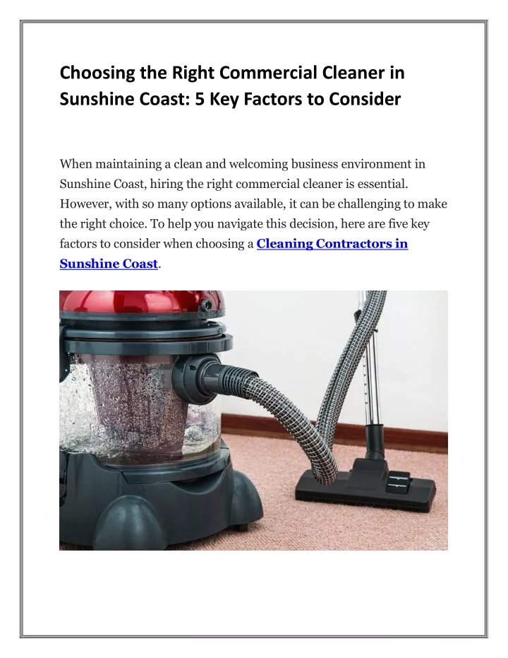 choosing the right commercial cleaner in sunshine