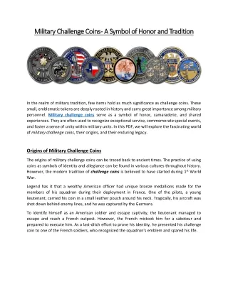 Military Challenge Coins - A Symbol of Honor and Tradition