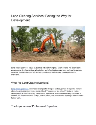 Land Clearing Services: Paving the Way for Development