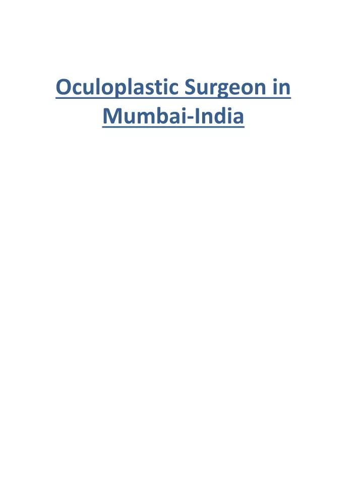 oculoplastic surgeon in mumbai india