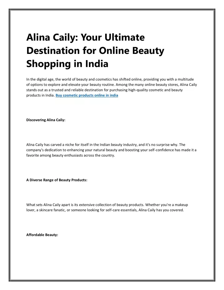 alina caily your ultimate destination for online