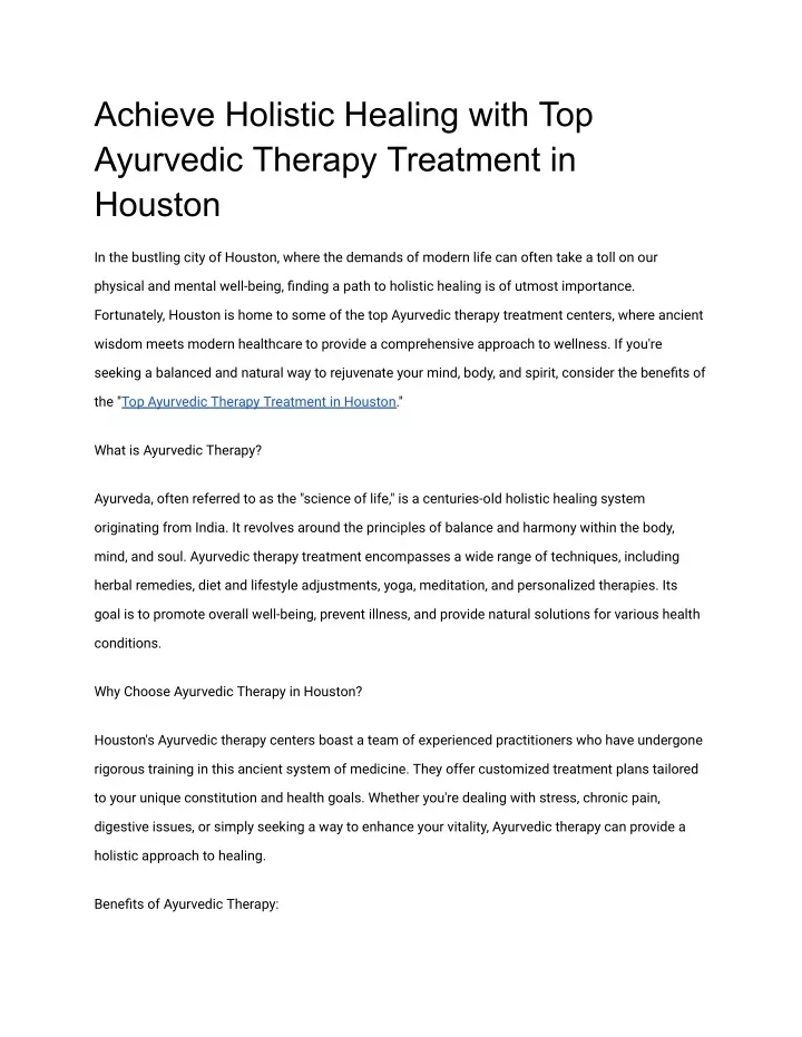 achieve holistic healing with top ayurvedic