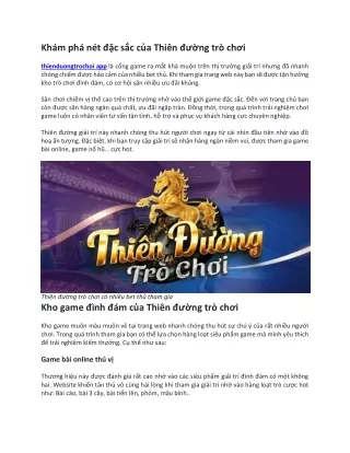Thien Duong Tro Choi - Cong Game Dinh Dam Nhat Hien Nay