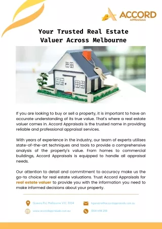 We Are Your Trusted Real Estate Valuer Across Melbourne