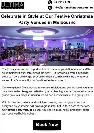 Celebrate in Style at Our Festive Christmas Party Venues in Melbourne
