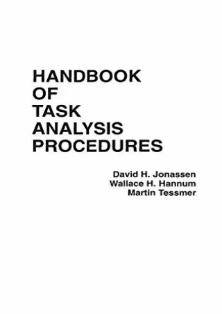 Read ebook [PDF] Handbook of Task Analysis Procedures