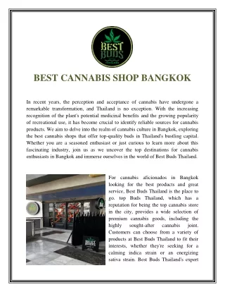 Best Cannabis Shop Bangkok