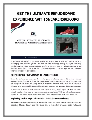 GET THE ULTIMATE REP JORDANS EXPERIENCE WITH SNEAKERSREP.ORG