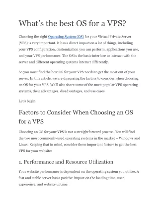 What’s the best OS for a VPS