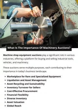 what is the importance of machinery auctions