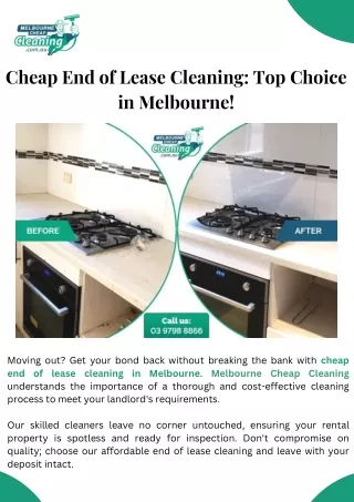 Cheap End of Lease Cleaning Top Choice in Melbourne!