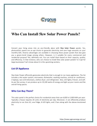 Who Can Install 5kw Solar Power Panels