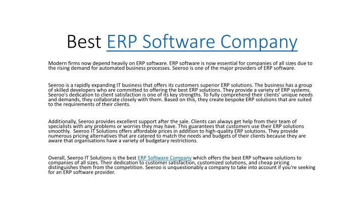 best erp software company