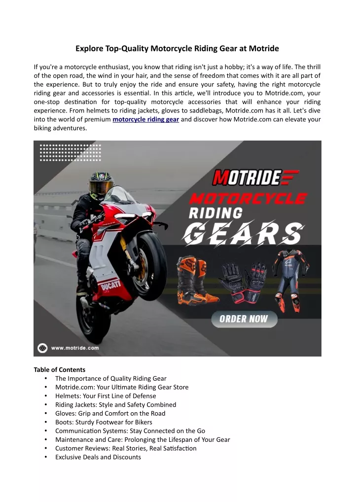 explore top quality motorcycle riding gear