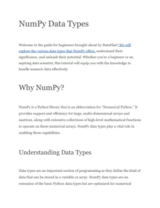 NumPy Data Types