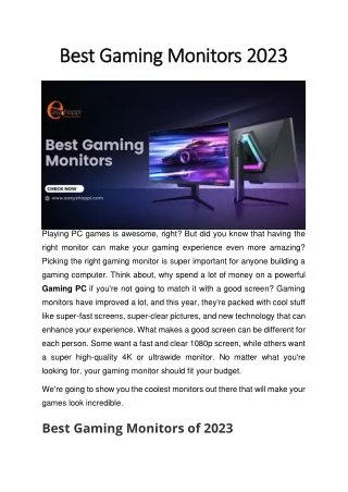Top Best Gaming Monitors of 2023 for Perfect Gaming Setup